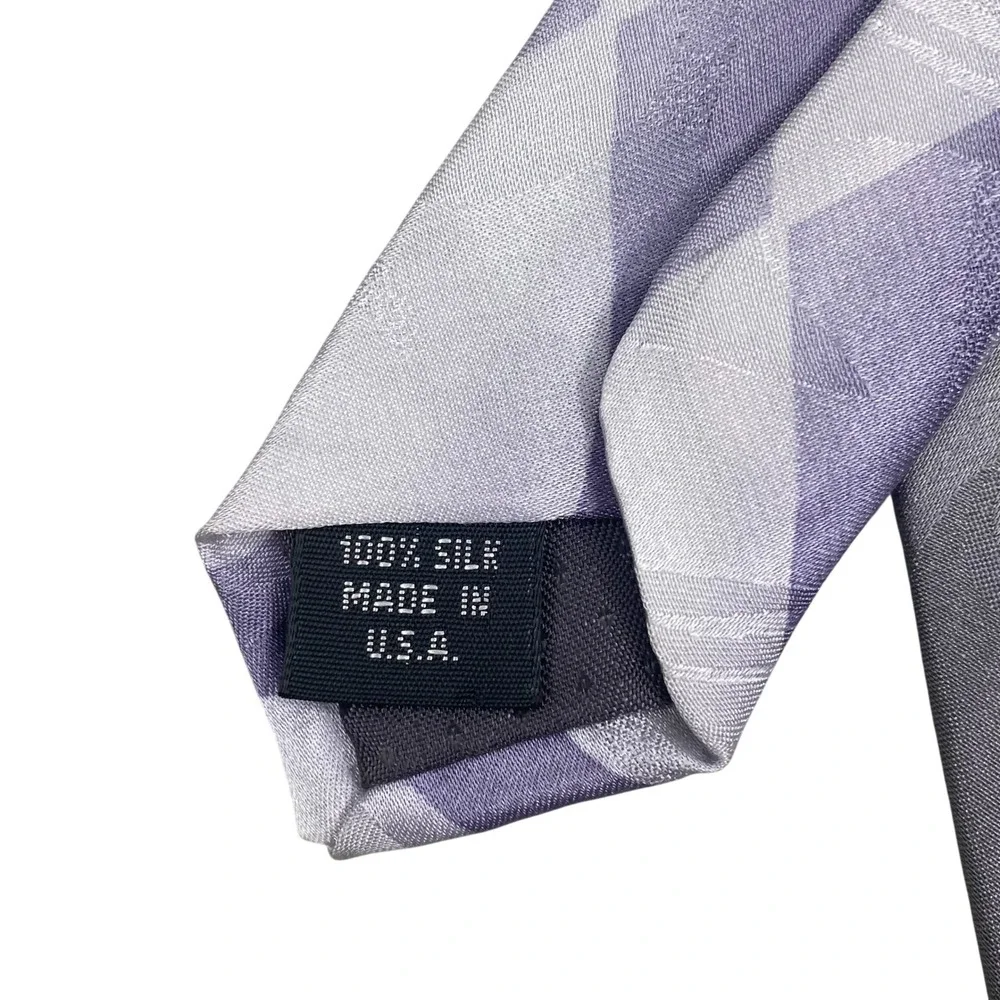 Carlo Palazzi Necktie Mens XL‎ Purple Grey Abstract Geometric Art Deco Silk 63x4